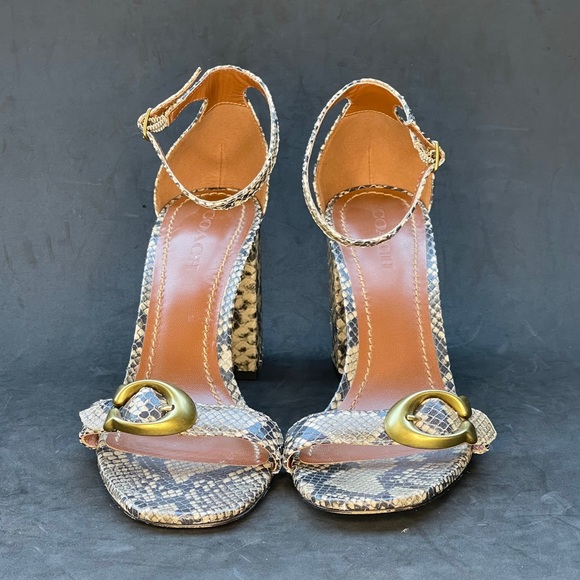 COACH snake print ankle strap block heels - Picture 3 of 7